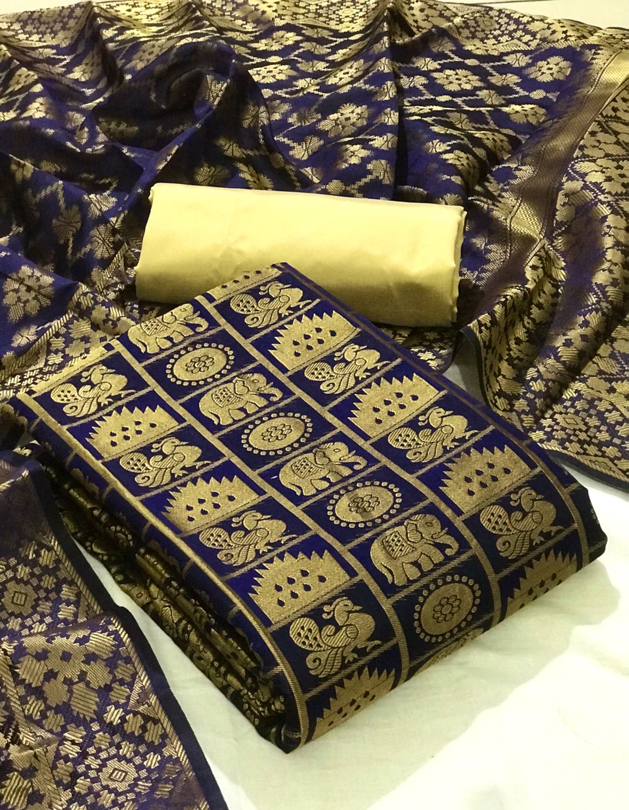 Banarasi Silk 50 Festive Wear Banarasi Silk Designer Dress Material Collection